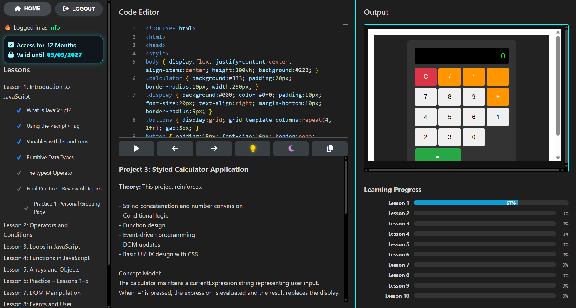TCM Academy coding platform interface